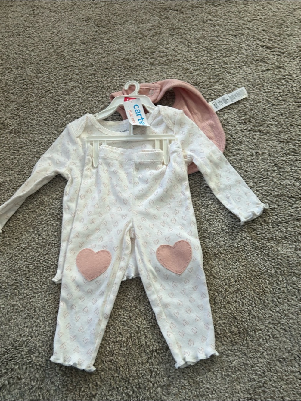 Carter's 6 Month Girls Heart Outfit Set & Bib NWT